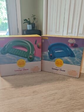 Target Sun Squad Inflatable Lounge Chairs - Green & Blue, NEW, SET OF 2